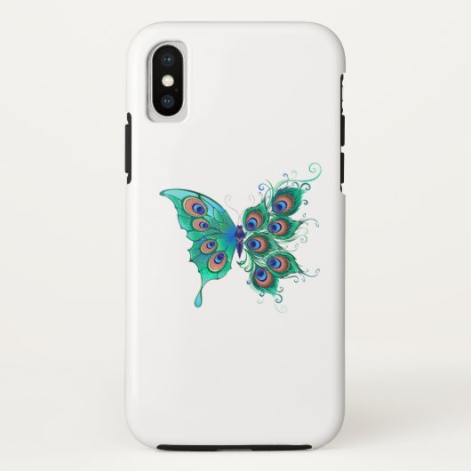 緑色の孔雀の羽を持つ蝶 Case-Mate iPhoneケース (裏面)