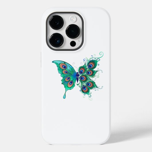 緑色の孔雀の羽を持つ蝶 Case-Mate iPhoneケース (裏面)