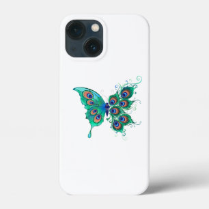 緑色の孔雀の羽を持つ蝶 iPhone 13 MINIケース