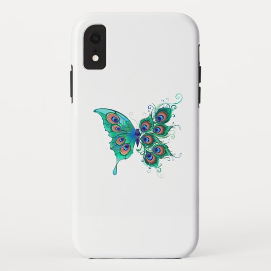 緑色の孔雀の羽を持つ蝶 Case-Mate iPhoneケース (裏面)