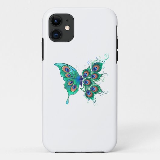 緑色の孔雀の羽を持つ蝶 Case-Mate iPhoneケース (裏面)
