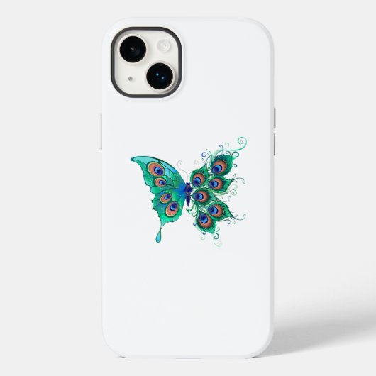 緑色の孔雀の羽を持つ蝶 Case-Mate iPhoneケース (裏面)