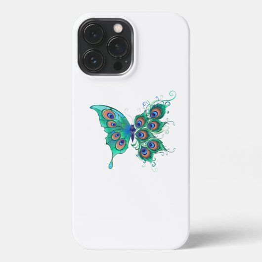 緑色の孔雀の羽を持つ蝶 iPhoneケース (裏面)