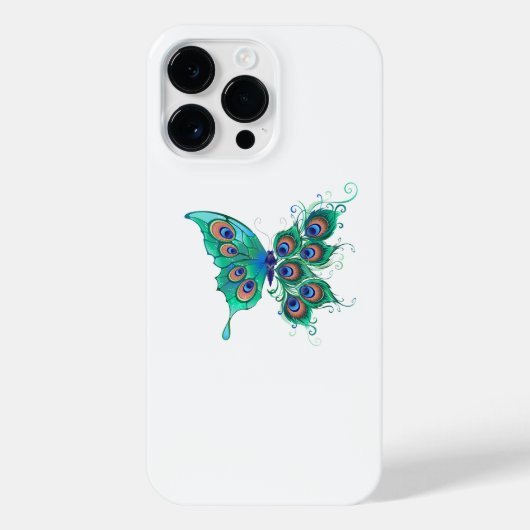 緑色の孔雀の羽を持つ蝶 iPhoneケース (裏面)