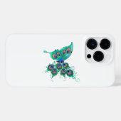 緑色の孔雀の羽を持つ蝶 iPhoneケース (裏面横)