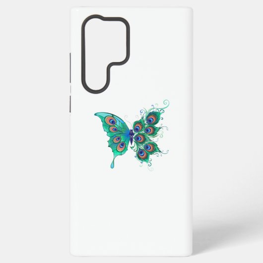 緑色の孔雀の羽を持つ蝶 SAMSUNG GALAXYケース (裏面)