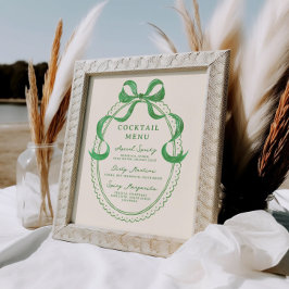 緑色の手描きボウフレームカクテルメニュー ポスター