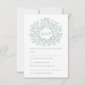 緑色の手描き葉モノグラムRSVP結婚's 出欠カード (裏面)