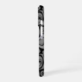 緑色の抽象的なレトロ調デザイン iPhone 16ケース (左側面)