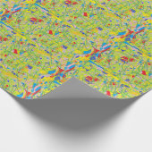 緑色の抽象芸術パター淡い色のン、緑色の斑点 ラッピングペーパー (角)