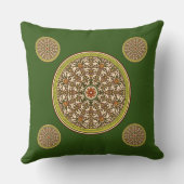緑色の東洋の花の模様 クッション (裏面)