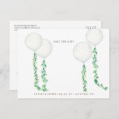 緑色の枝を持つ飾水色の気球 ポストカード (正面/裏面)