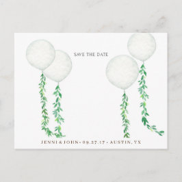 緑色の枝を持つ飾水色の気球 ポストカード