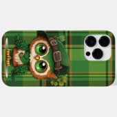 緑色の格子模様の可愛いアイリッシュフクロウ Case-Mate iPhoneケース (裏面 (横))
