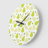 緑色の梨のパターン ラージ壁時計 (傾斜)