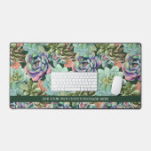 緑色の水色のサボテン多肉質パーソナライズされた デスクマット (キーボード&マウス)