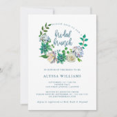 緑色の水色のフローラ多肉性 |ブライダルブランチ 招待状 (正面)
