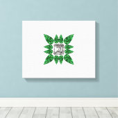 緑色の洋ナシ形ダイヤモンドパターン キャンバスプリント (インサイチュ (ウッドフロア))