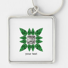 緑色の洋ナシ形ダイヤモンドパターン キーホルダー