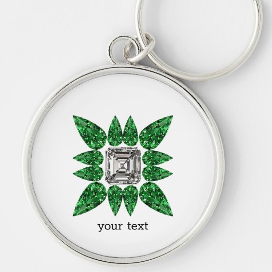 緑色の洋ナシ形ダイヤモンドパターン キーホルダー (正面)