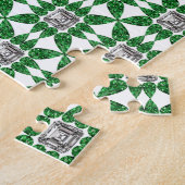 緑色の洋ナシ形ダイヤモンドパターン ジグソーパズル (側面)