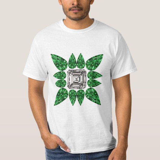 緑色の洋ナシ形ダイヤモンドパターン Tシャツ (正面)