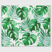 緑色の熱帯葉パターン ラッピングペーパー (フラット)