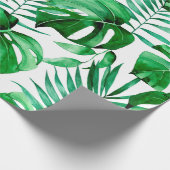 緑色の熱帯葉パターン ラッピングペーパー (角)