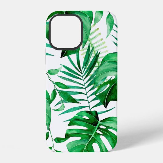 緑色の熱帯葉パターン iPhoneケース (裏面)