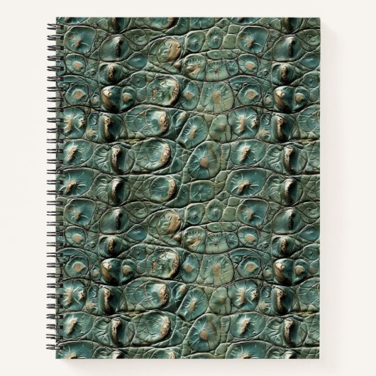 緑色の爬虫類皮膚パターン ノートブック (正面)