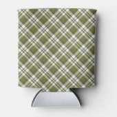 緑色の白いクリスマスプレイドパターン 缶クーラー (正面)