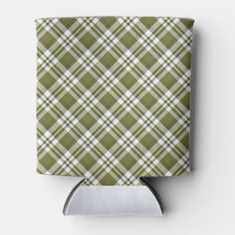 緑色の白いクリスマスプレイドパターン 缶クーラー