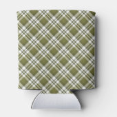 緑色の白いクリスマスプレイドパターン 缶クーラー (裏面)