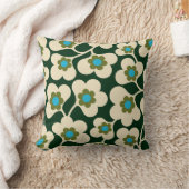 緑色の白い花オウリ クッション (ブランケット)