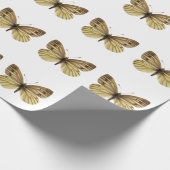 緑色の白い蝶の葉書の孤立 ラッピングペーパー (角)