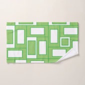 緑色の白い長方形ジオメトリパターン バスタオルセット (ハンドタオル)