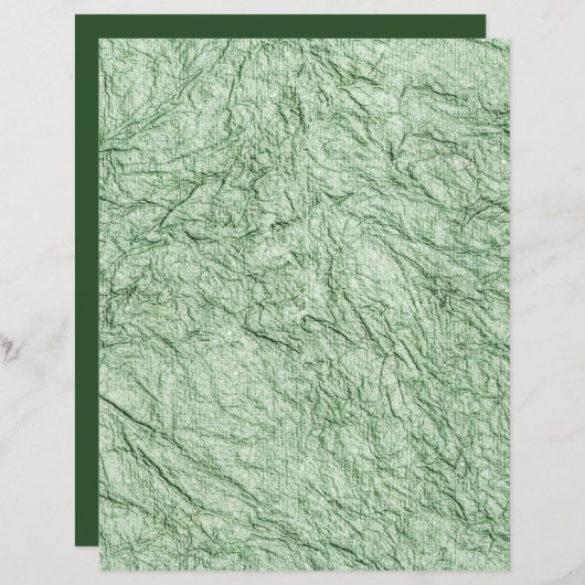 緑色の皺になった紙のテクスチャーのスクラップブック紙 (正面/裏面)