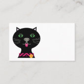 緑色の目とピンクの襟を持つ黒猫 名刺 (裏面)