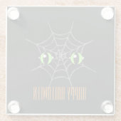 緑色の目と灰色のクモの巣ガラスコースター ガラスコースター (裏面)