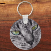緑色の目のタブビーキャットキーチェーン キーホルダー (正面)