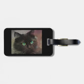 緑色の目の黒猫のバッグのラベル ラゲッジタグ (裏面横)