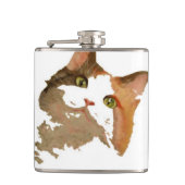 緑色の目をした三毛猫芸術的ポートレート フラスク (正面)