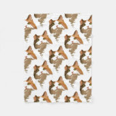 緑色の目をした三毛猫芸術的ポートレート フリースブランケット (正面)