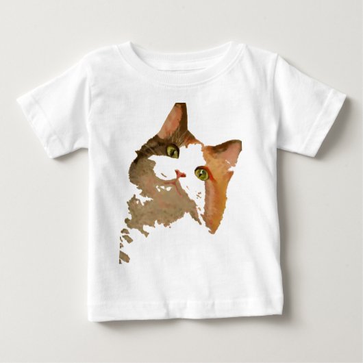 緑色の目をした三毛猫芸術的ポートレート ベビーTシャツ (正面)