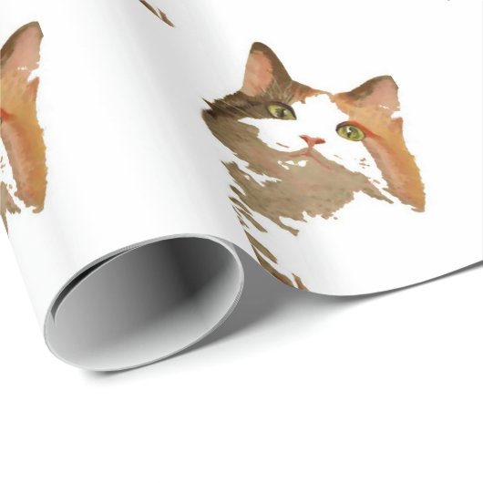 緑色の目をした三毛猫芸術的ポートレート ラッピングペーパー (ロールコーナー)