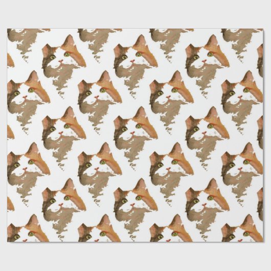 緑色の目をした三毛猫芸術的ポートレート ラッピングペーパー (フラット)