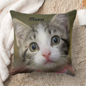 緑色の目をした可愛い子猫 クッション (ブランケット)