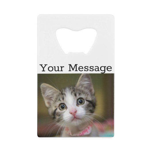 緑色の目をした可愛い子猫 クレジットカード栓抜き (正面)