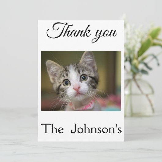 緑色の目をした可愛い子猫 サンキューカード (スタンド正面)