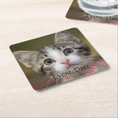 緑色の目をした可愛い子猫 スクエアペーパーコースター (アングル)